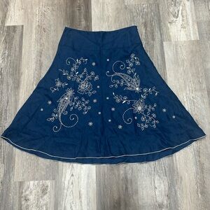 Embroidered Blue Skirt